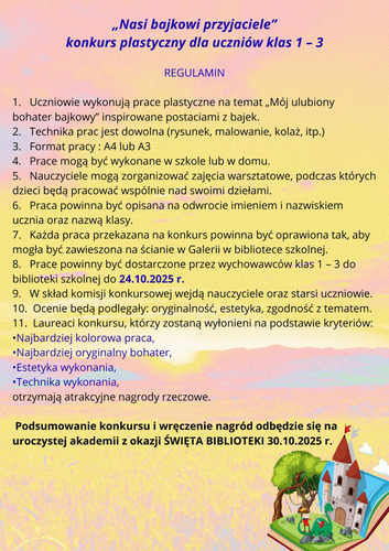 Nasi bajkowi przyjaciele - SZKOLNY KONKURS PLASTYCZNY